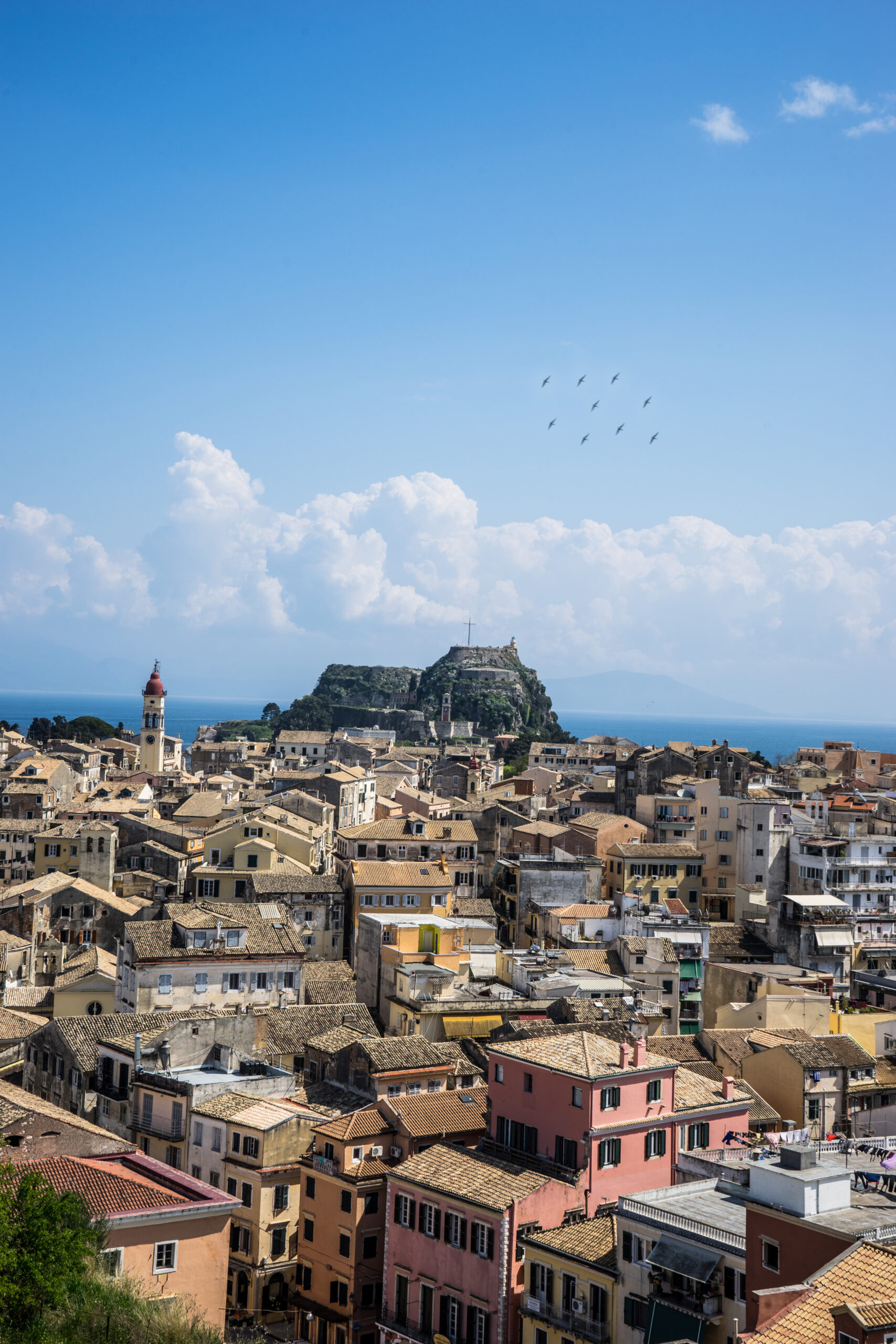 Home view of the historic center of corfu town, greece